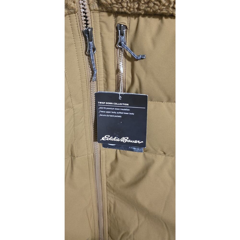Eddie Bauer Jacket Womens Large Antique Bronze Twisp Down 650 Fill Sherpa Fleece - Picture 2 of 16
